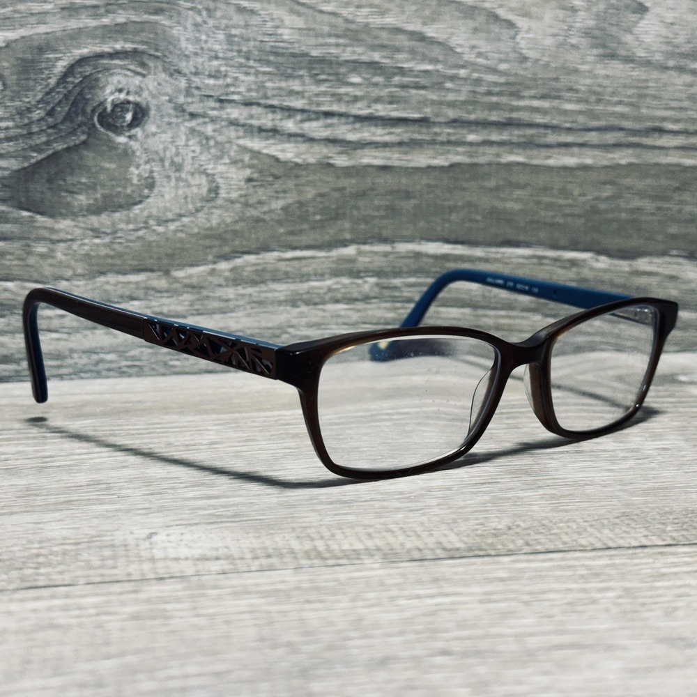 Marchon NYC JULLIARD 210 Downtown Eyeglass Frames 52-16-135 Brown Blue Rectangle
